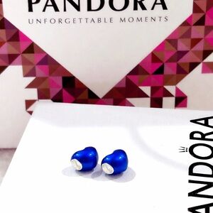 PANDORA Metallic Blue Heart Charm (2 Charms in one box)